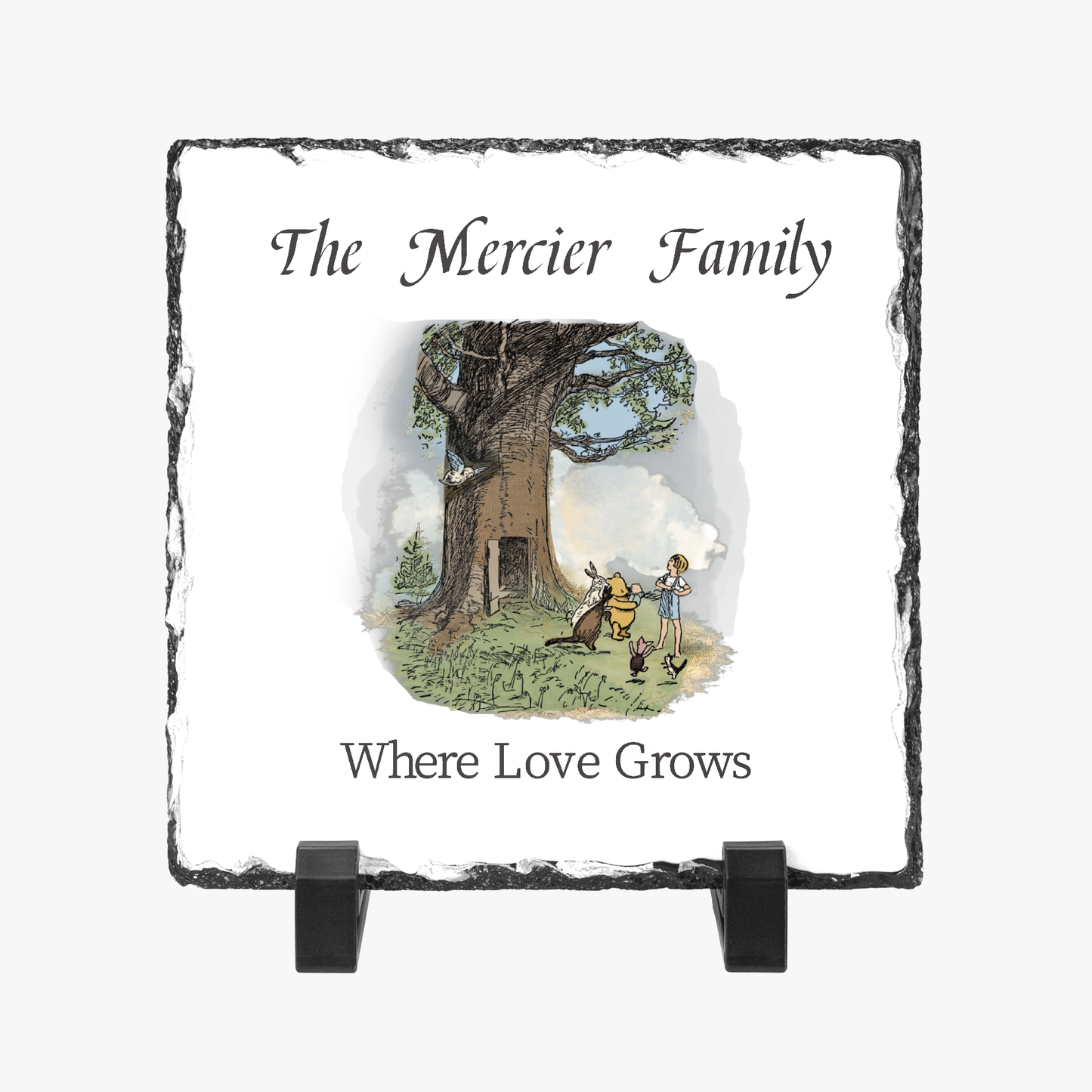 The Mercier Family  Where Love Grows Classic Pooh Slate Sign 