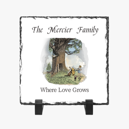 The Mercier Family  Where Love Grows Classic Pooh Slate Sign 