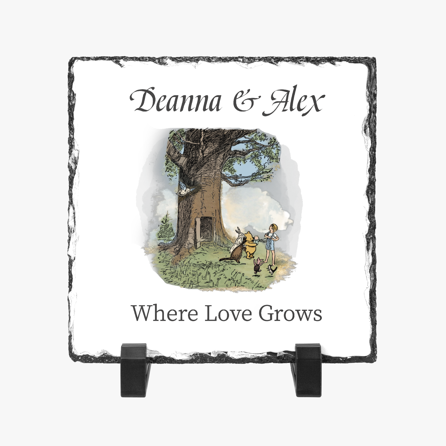 Deanna & Alex Where Love Grows Classic Pooh Slate Sign 