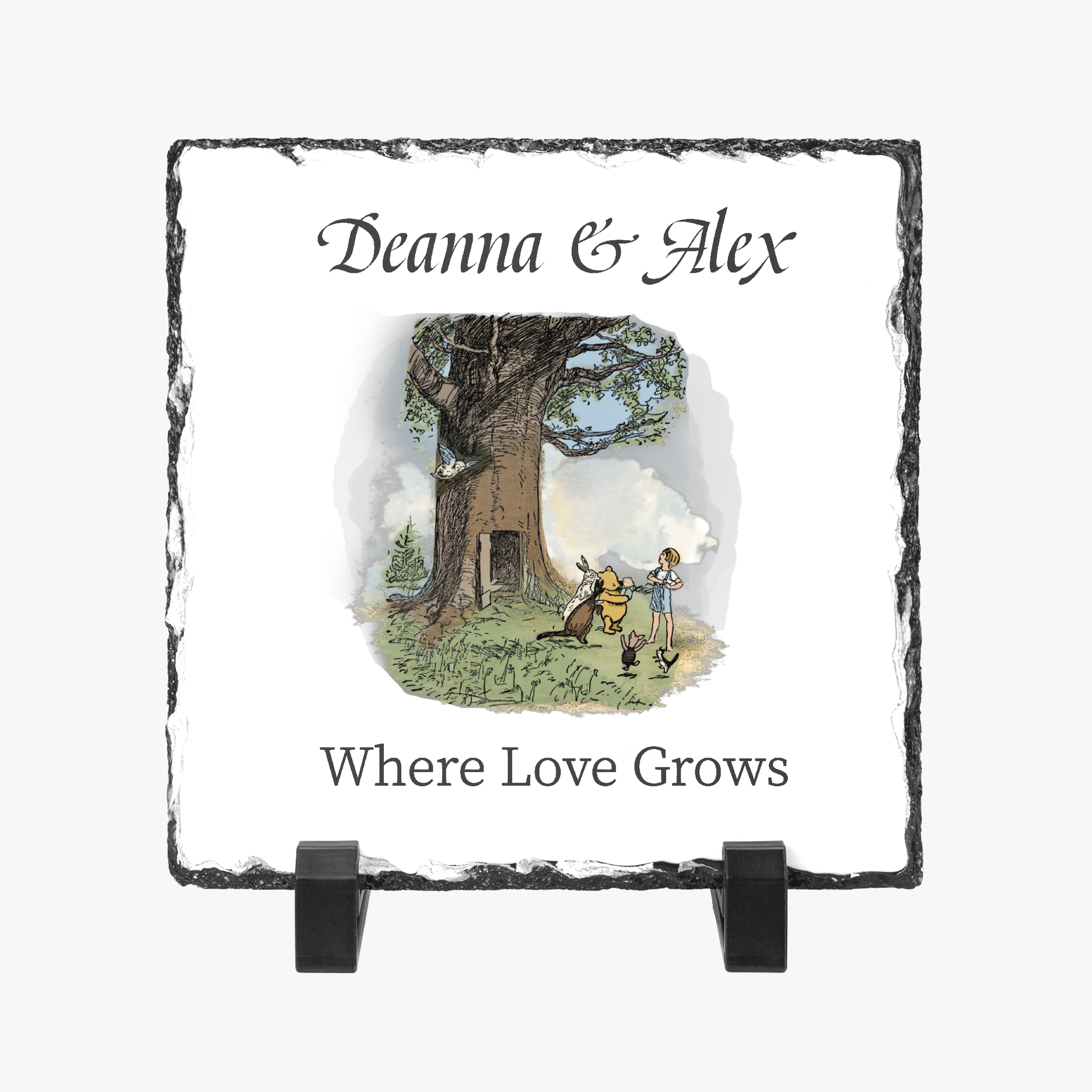 Deanna & Alex Where Love Grows Classic Pooh Slate Sign 