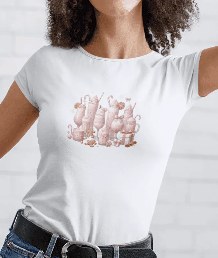 💖☕ Pretty in Pink Holiday Coffee ❄️🎀 - Women's Softstyle Tee - Whippie's