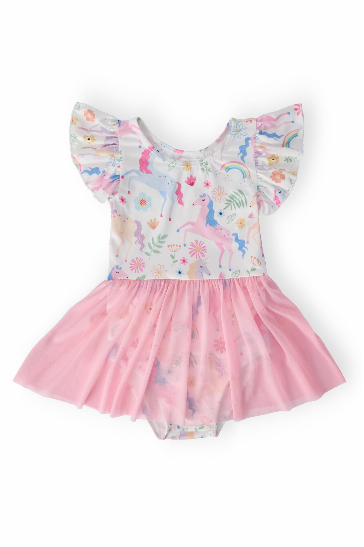 Mila & Rose Rainbow Vibes short-sleeve Twirl Leotard, featured product view