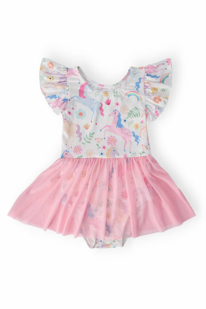 Mila & Rose Rainbow Vibes short-sleeve Twirl Leotard, featured product view