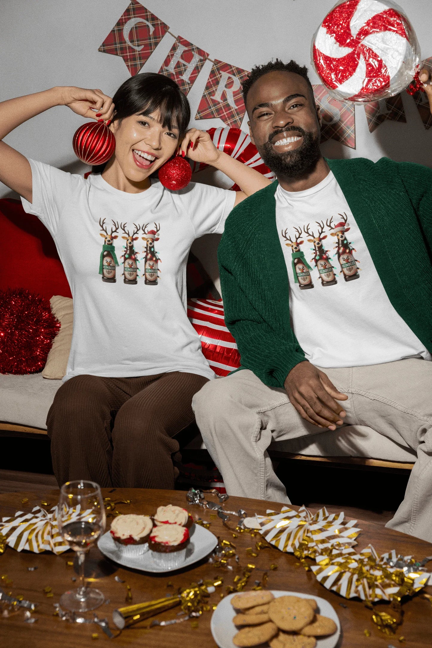 Reinbeer: 'Tis the Season to be Drinking! 🍻🦌🎄 - Unisex Softstyle T-shirt - Whippie's