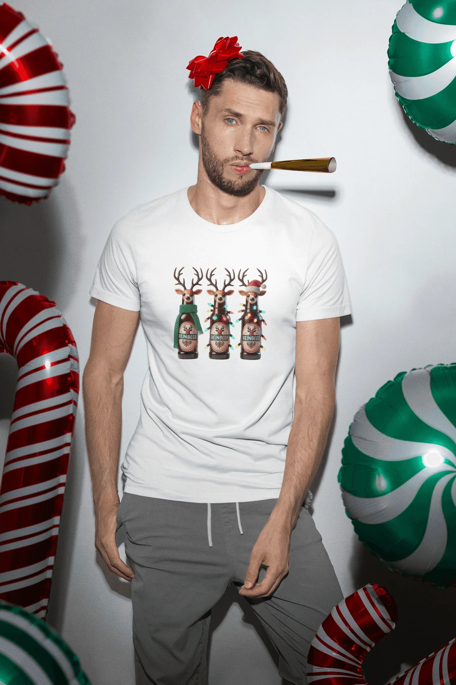 Reinbeer: 'Tis the Season to be Drinking! 🍻🦌🎄 - Unisex Softstyle T-shirt - Whippie's