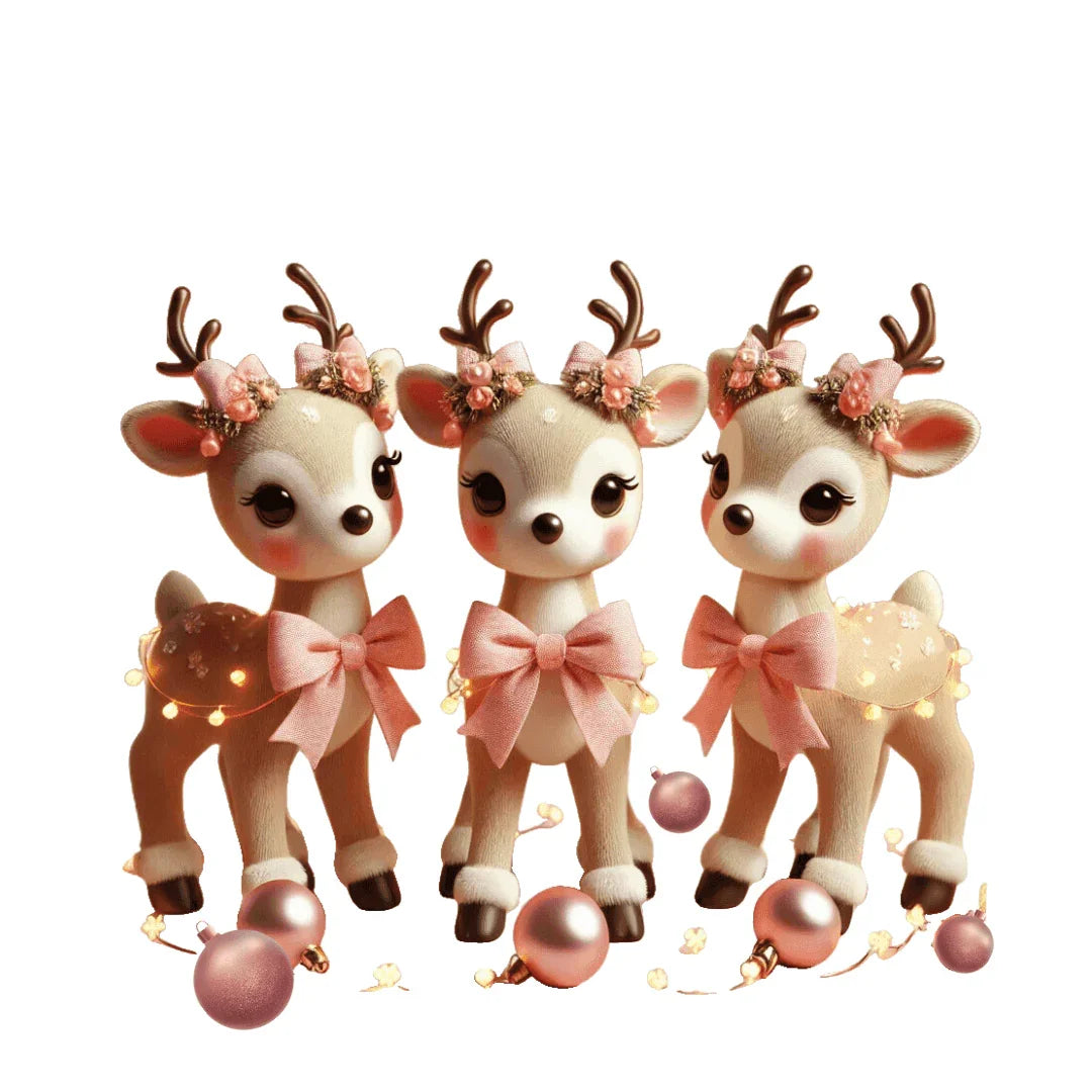 Rose Gold Reindeer Trio Christmas Decor - Women's Softstyle Tee - Whippie's