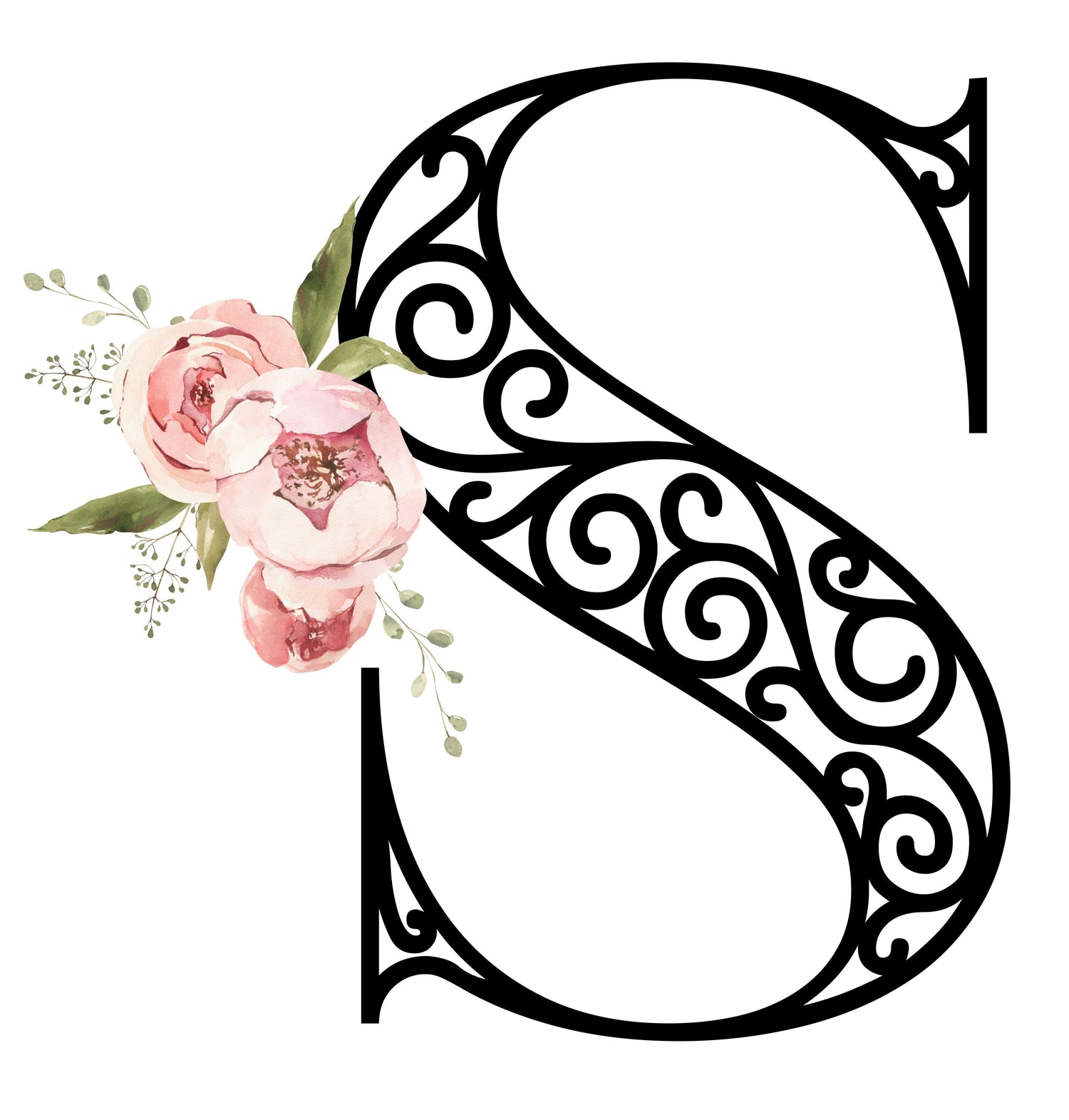 Floral Letters: Letter S - Kids Softstyle Tee - Whippie's