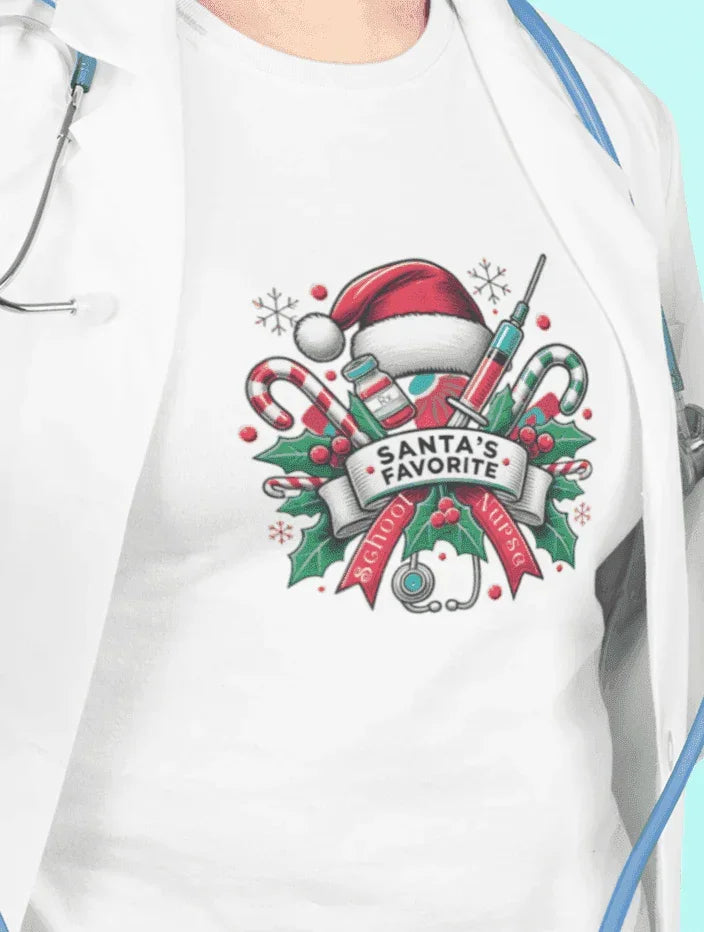 Santa's Favorite School Nurse - Women's Softstyle Tee - Whippie's
