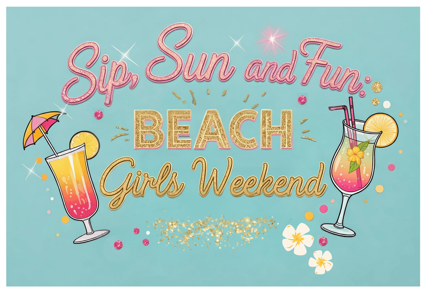 Sun, Sips, and Fun Beach Girls' Weekend - Weekender Tote Bag - Whippie's