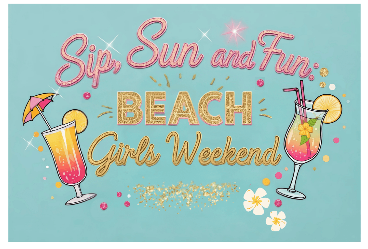 Sun, Sips, and Fun Beach Girls' Weekend - Weekender Tote Bag - Whippie's