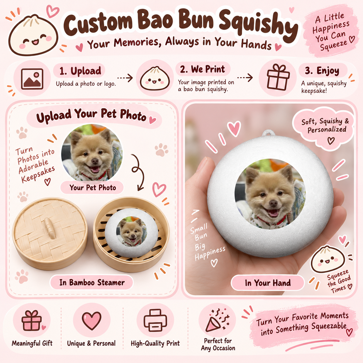 Custom Squishy | Personalized Bao Bun Photo or Logo Squishy