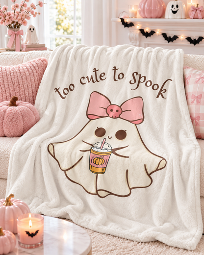 Cute Halloween Blanket | Too Cute to Spook Pink Ghost Throw