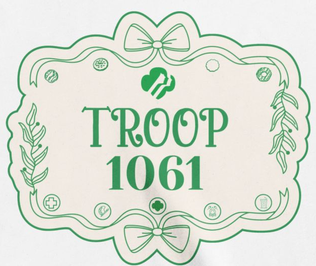 Green logo with 'Troop 1061' text on a white background