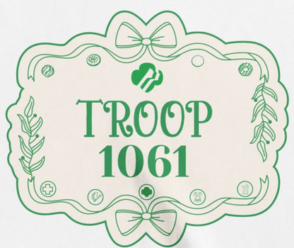 Green logo with 'Troop 1061' text on a white background