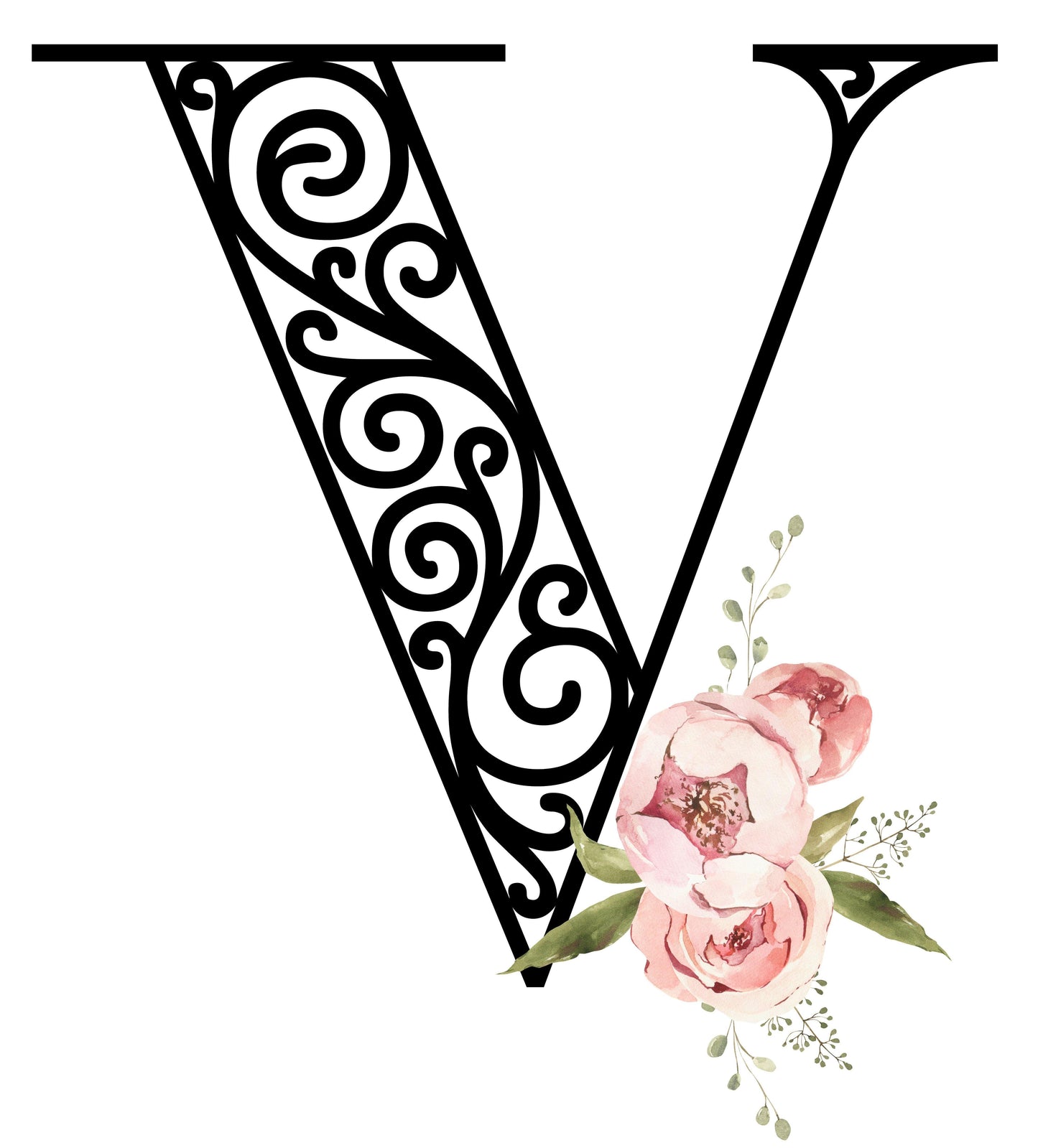 Floral Letters: Letter V - Kids Softstyle Tee - Whippie's