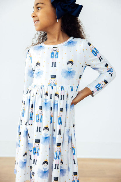 Mila & Rose Waltz of the Snowflakes long-sleeve Pocket Twirl Dress, additional product view 3