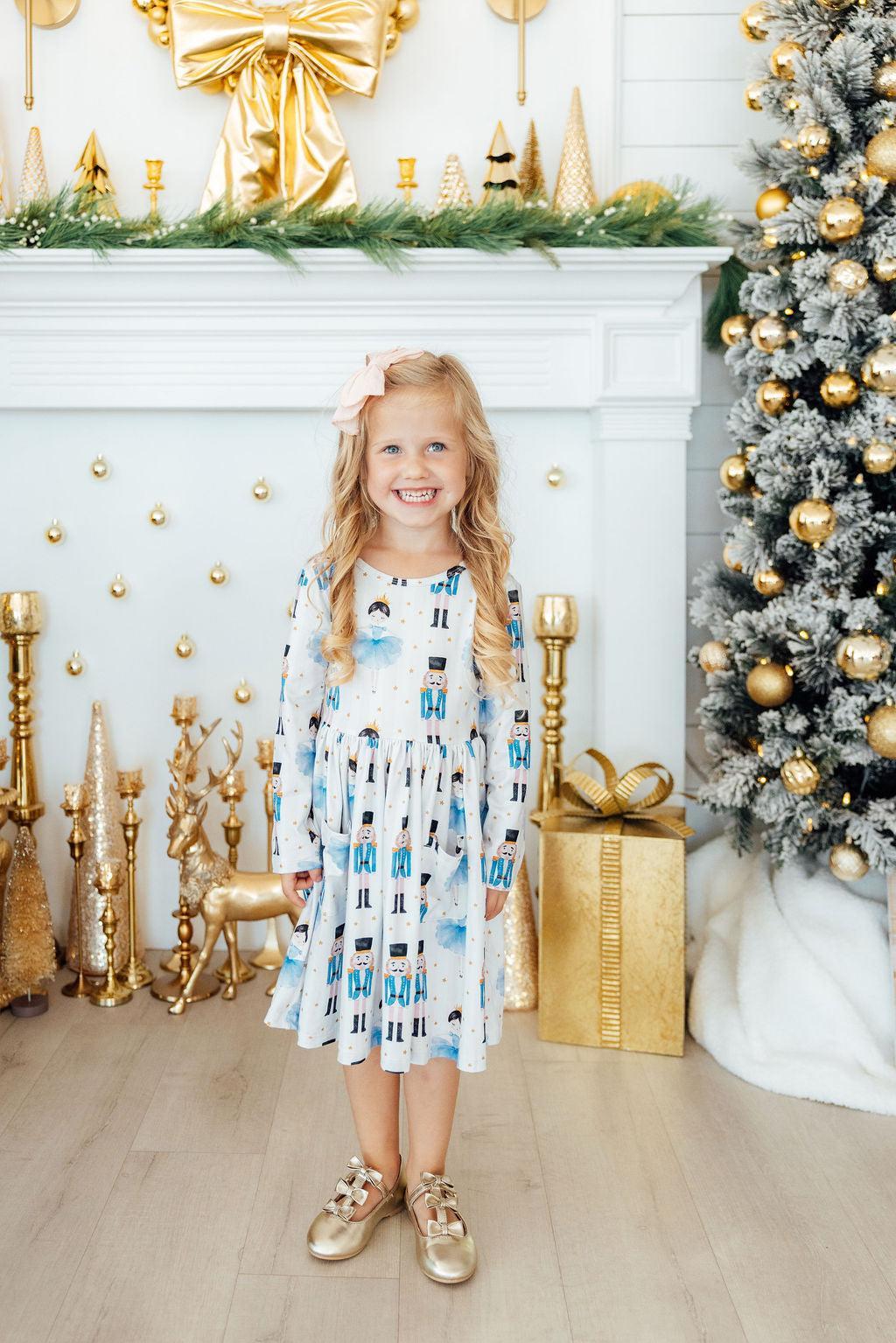 Mila & Rose Waltz of the Snowflakes long-sleeve Pocket Twirl Dress, additional product view 4