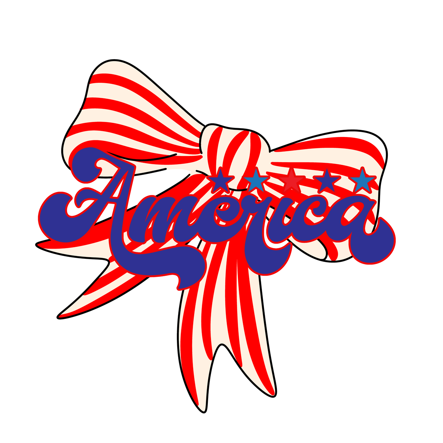 Bow with American flag design and 'America' text on a white background