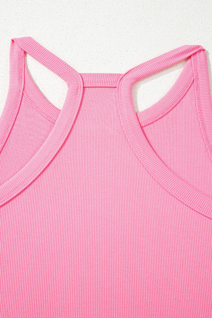 Sachet Pink Ribbed Tank Top and Sweatpants Set