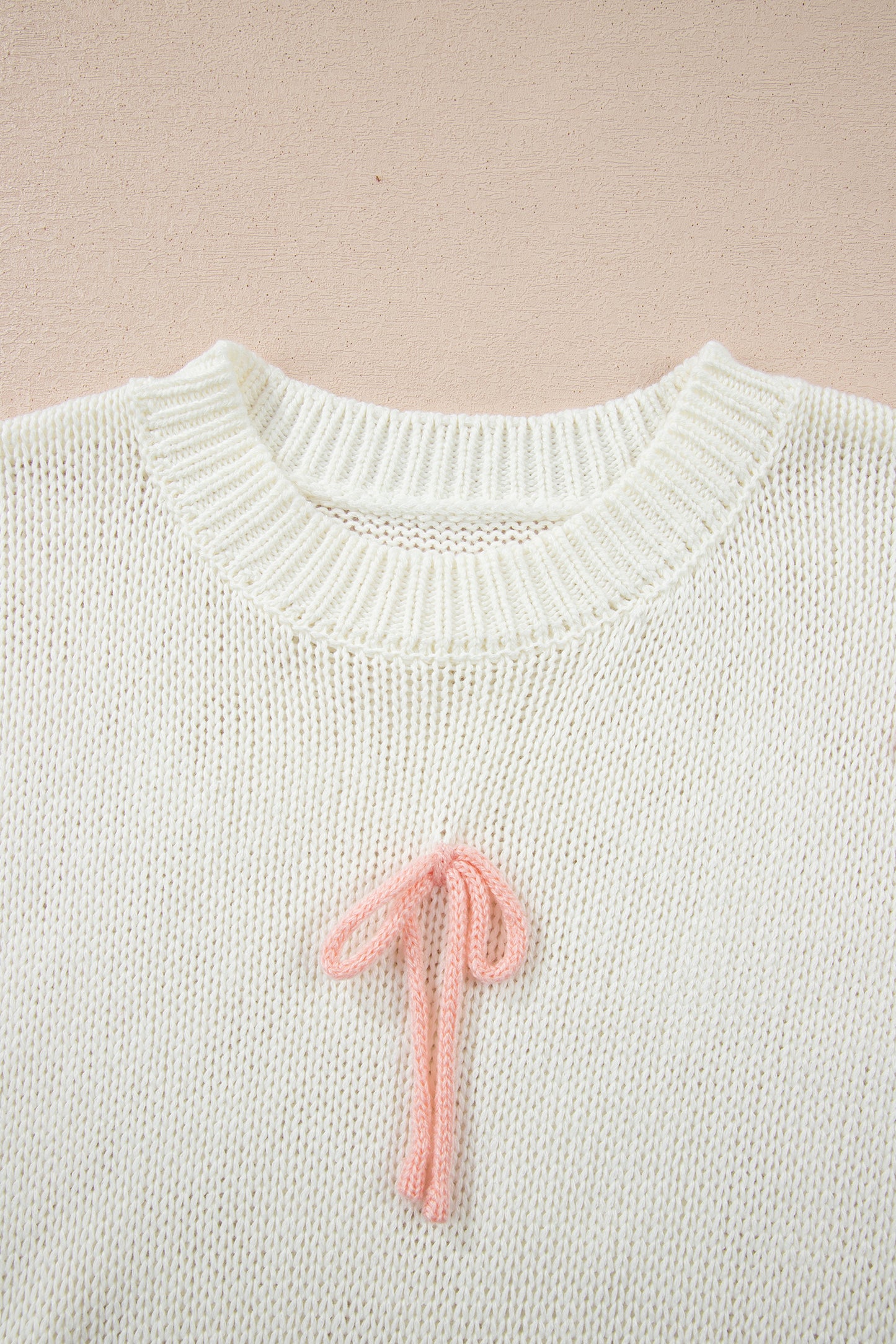 Short Sleeve Knit Applique Bow Sweater