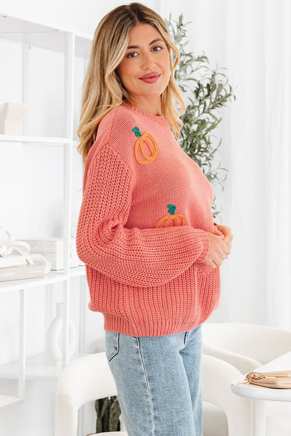 Pumpkin Thanksgiving Sweater | Blossom Embroidered Pullover