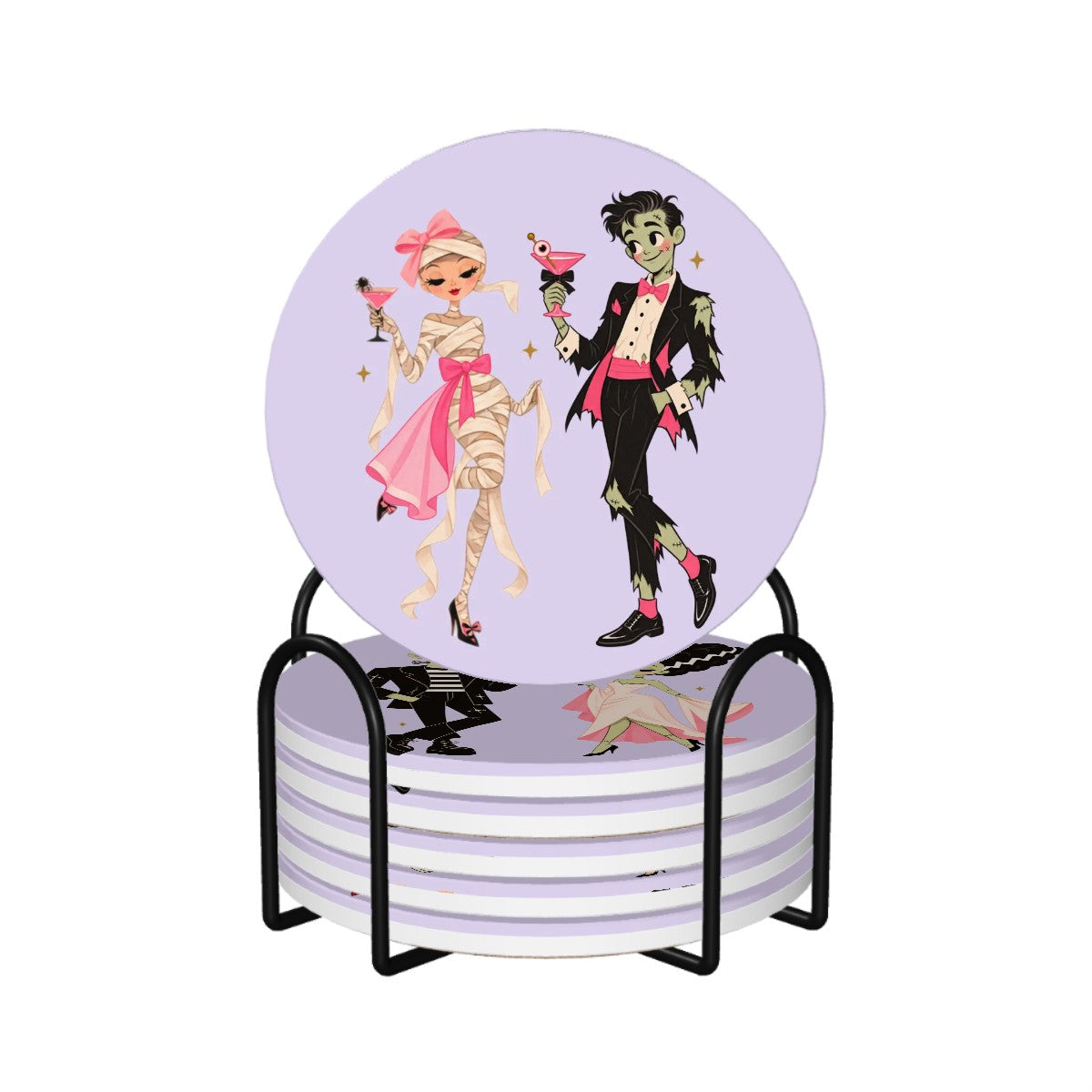 Halloween Coaster Set | Retro Cocktail Ceramic Coasters