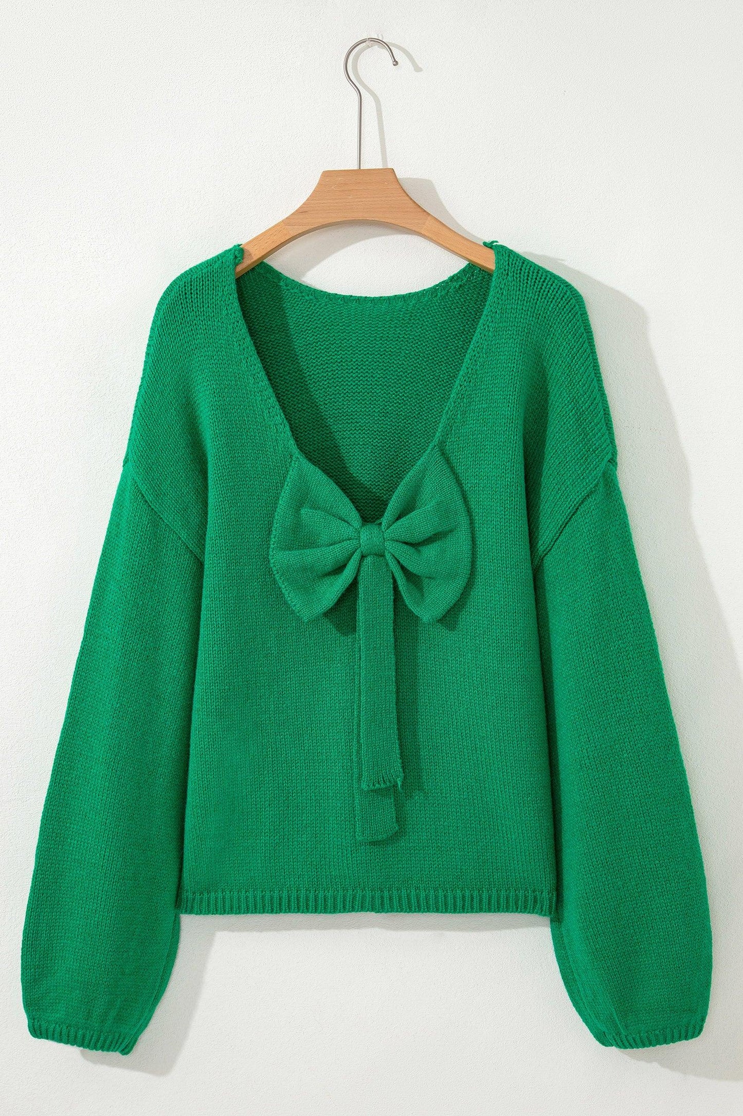 Festive Bow Sweater | Backless Bubble Sleeve