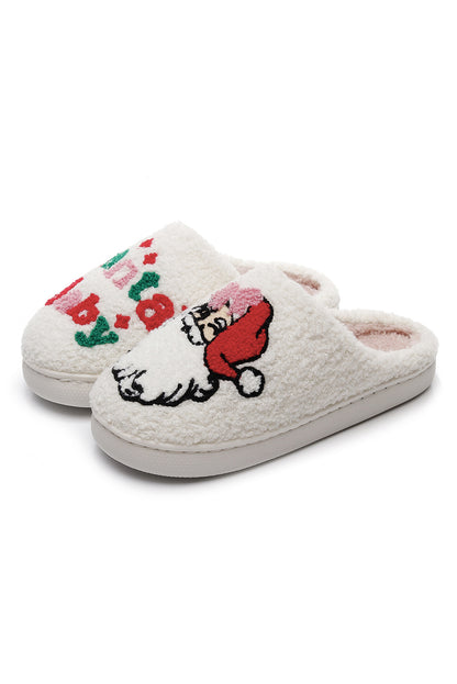 White Plush Santa Baby Christmas House Slippers