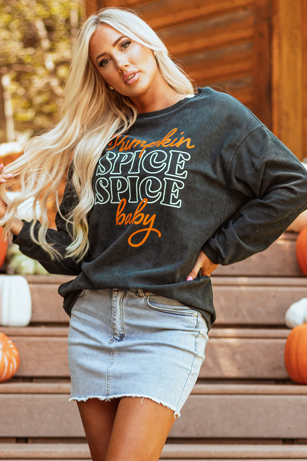 Pumpkin Spice Baby Sweatshirt | Dark Grey Textured Pullover