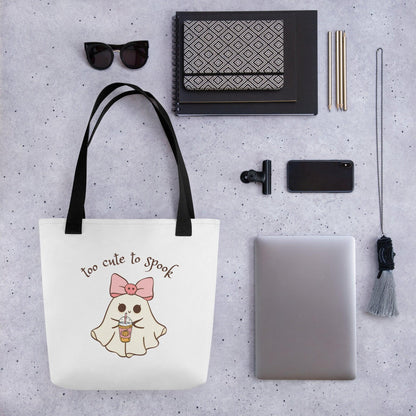 Too Cute to Spook Tote Bag - 👻💖 Carry Your Spooky Spirit with Style! 💖👻 - Whippie's