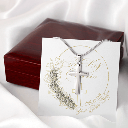 First Holy Communion Cross Necklace - A Treasured Symbol of Faith 🕊️ - Personalizable - Whippie's
