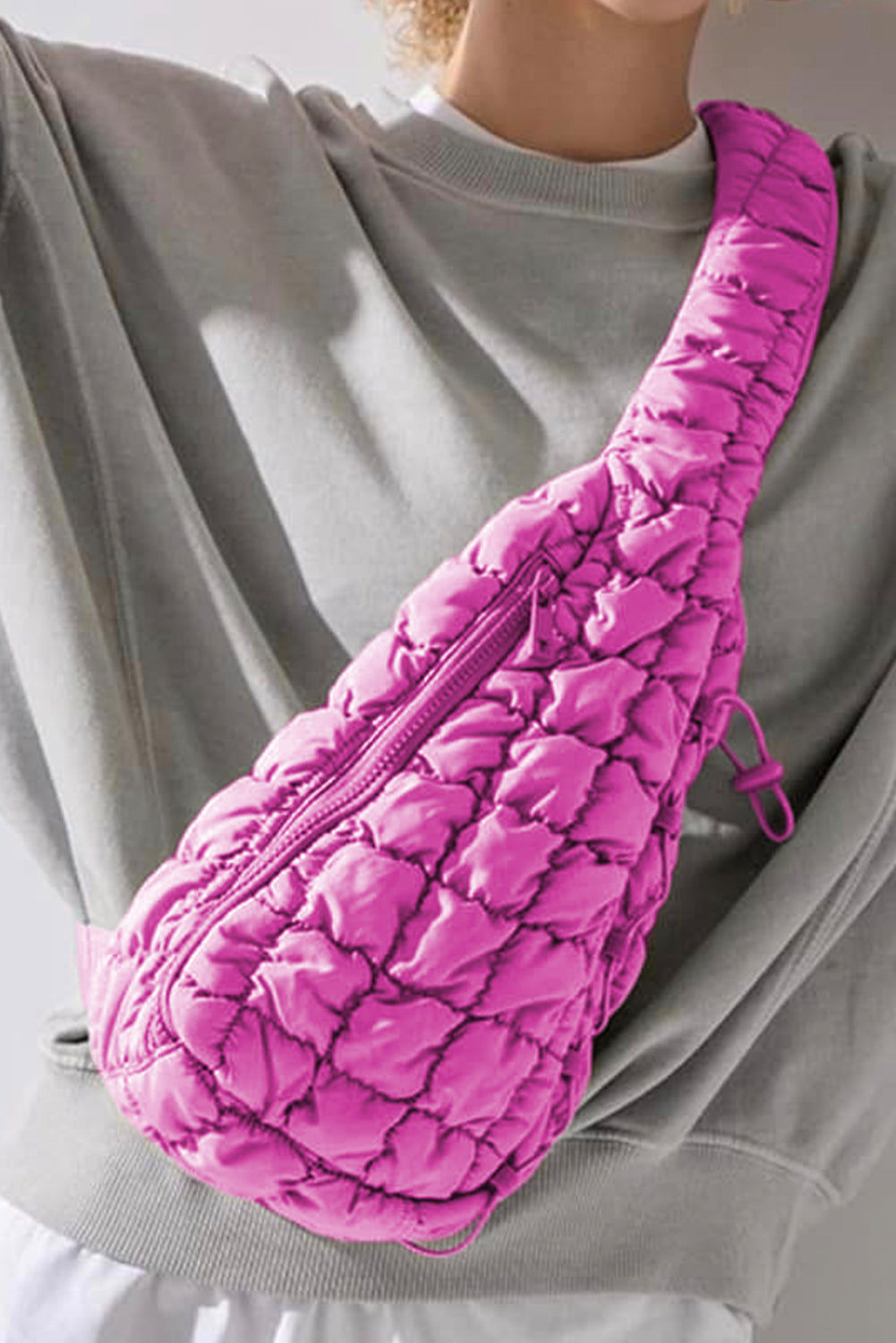 Marshmallow Quilted Sling Bag | Drawstring Crossbody Bag