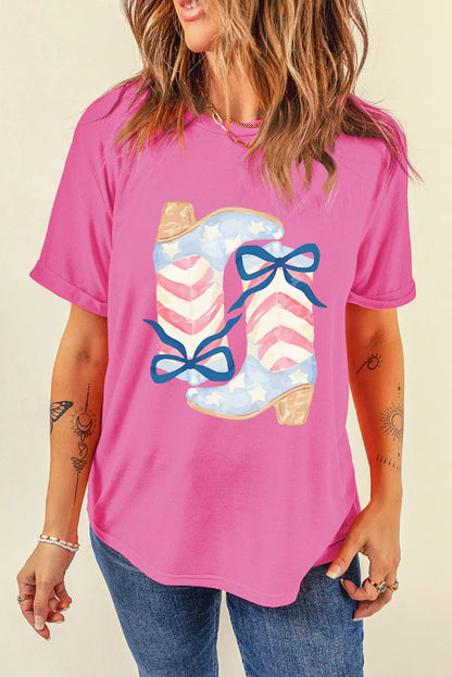 Flag Boots Bow Tee
