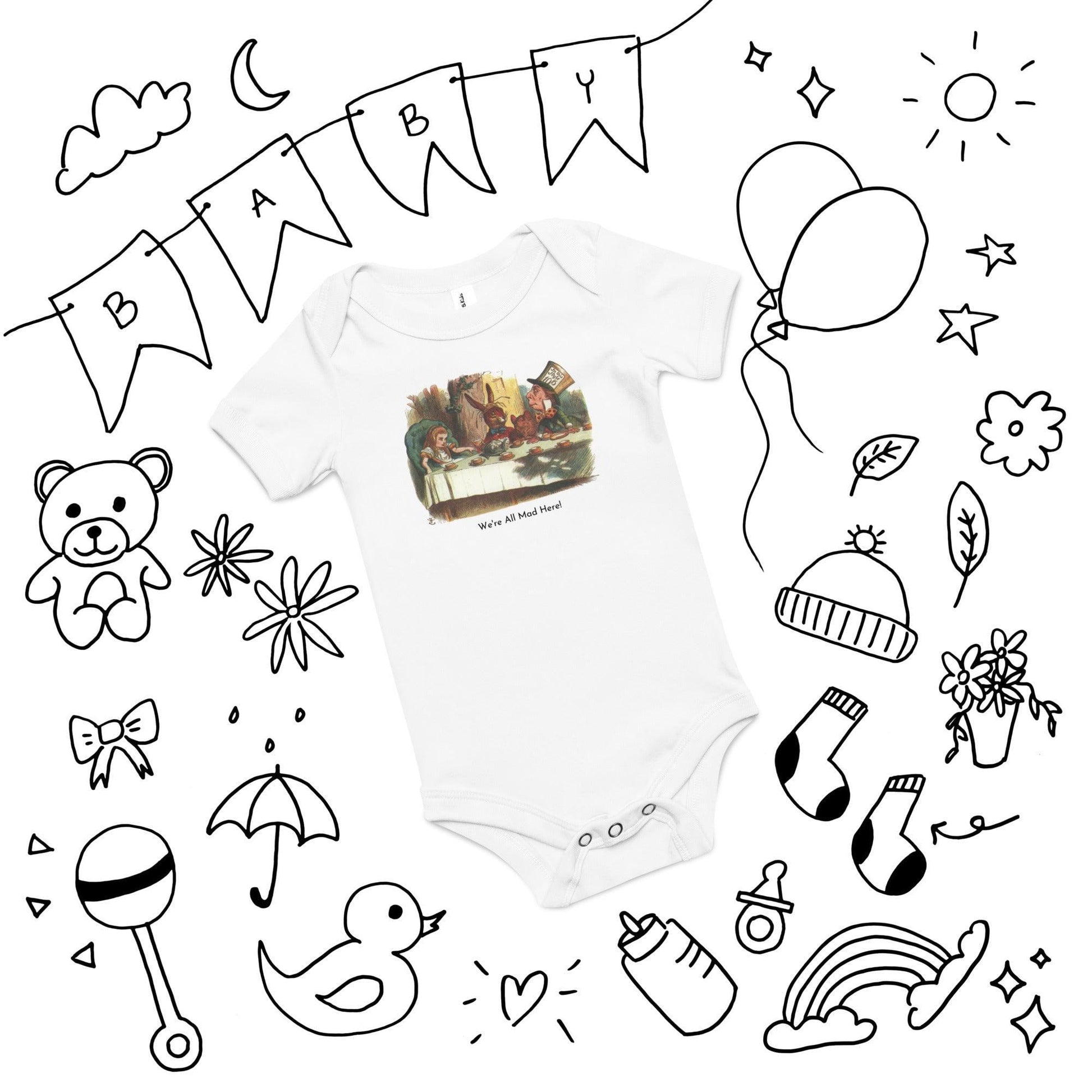 Alice in Wonderland - Mad Tea Party - Baby Short Sleeve One Piece - Whippie's