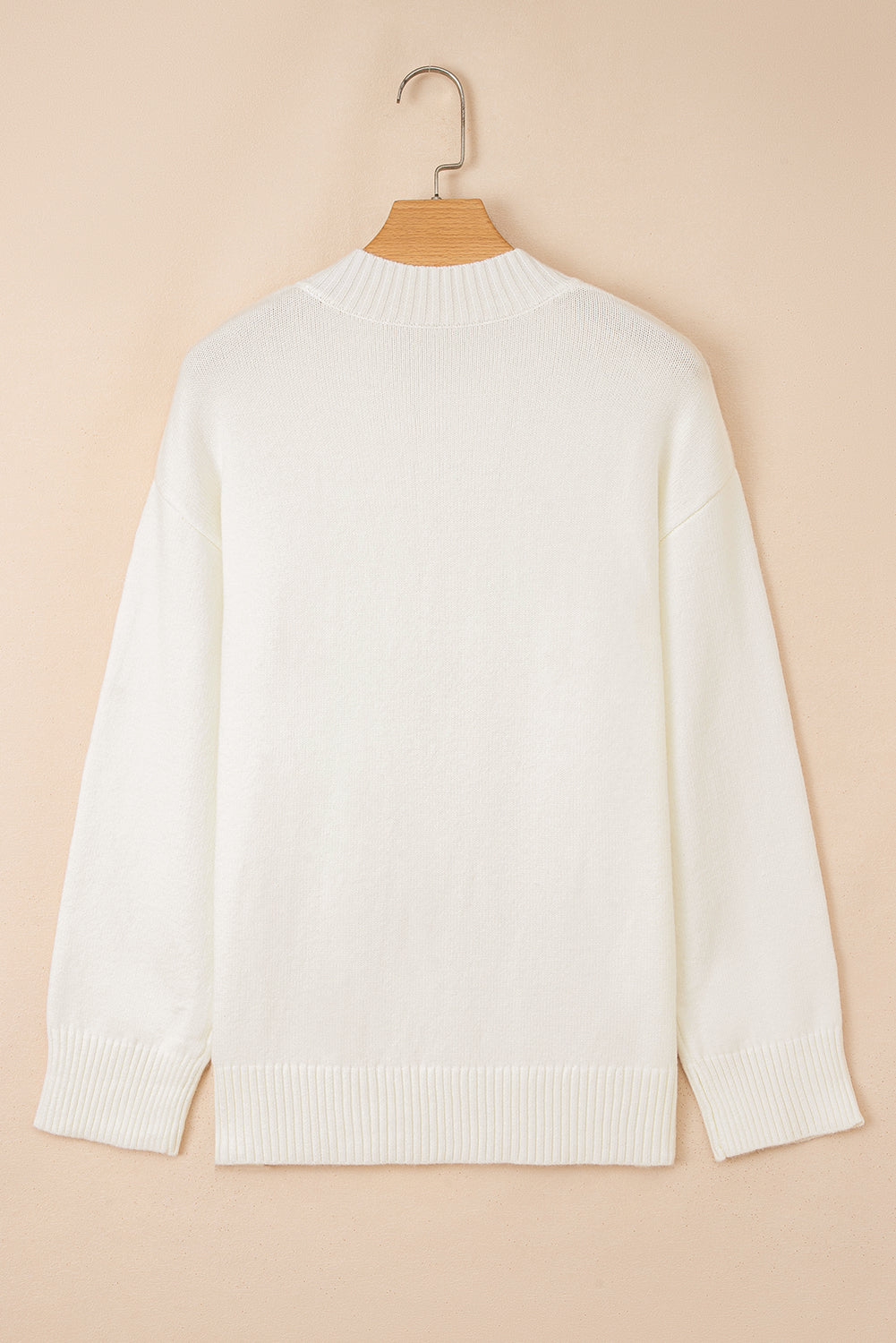 White Embroidered Flower Bouquet Loose Sweater