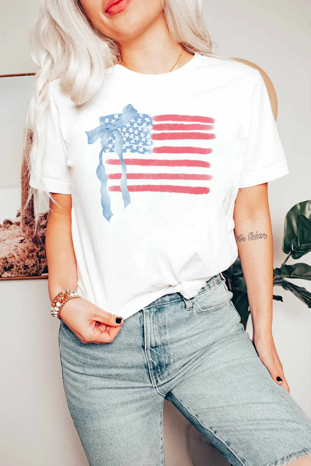 Flag Bow Tee | American Flag Bow T-Shirt