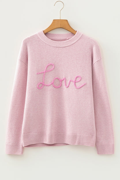 Baggy Love Sweater | Pink Graphic Pullover