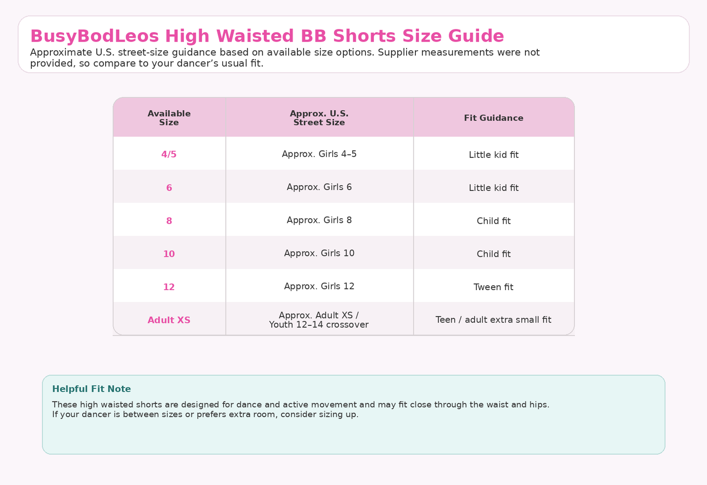High Waisted Girls Dance Shorts