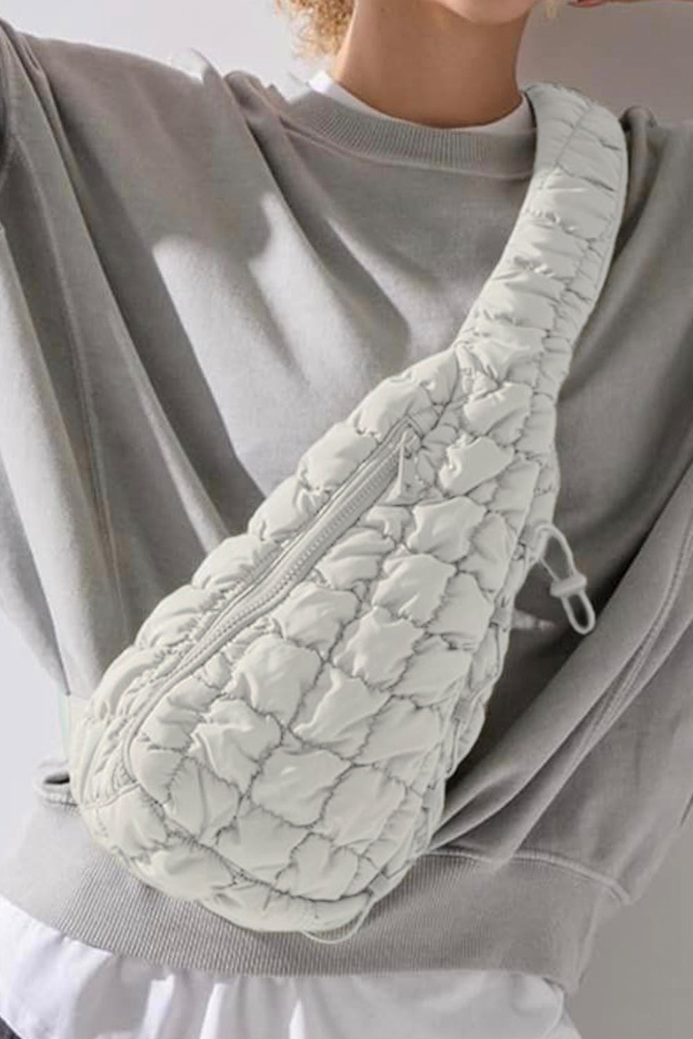 Marshmallow Quilted Sling Bag | Drawstring Crossbody Bag