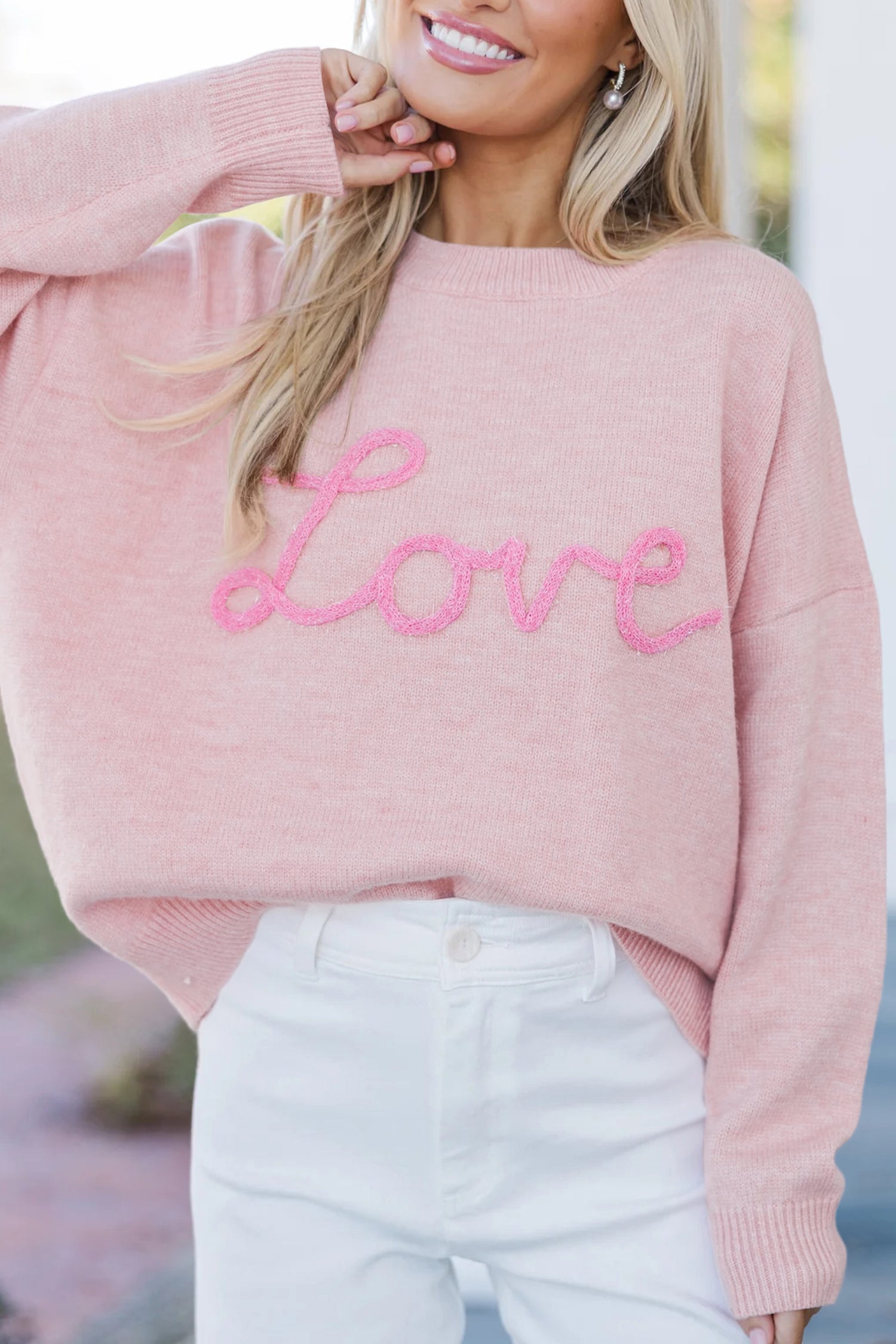 Baggy Love Sweater | Pink Graphic Pullover