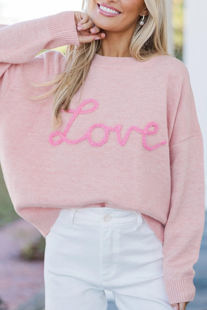 Baggy Love Sweater | Pink Graphic Pullover