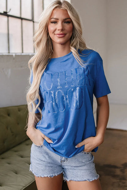 Motherhood Tee | Vintage Sky Blue Mom Shirt