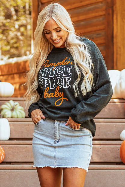 Pumpkin Spice Baby Sweatshirt | Dark Grey Textured Pullover