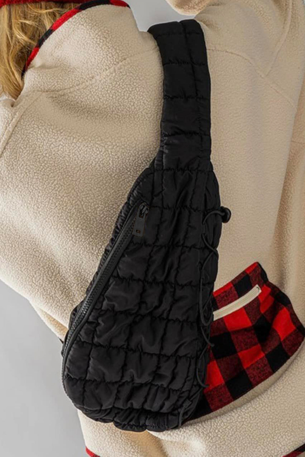 Marshmallow Quilted Sling Bag | Drawstring Crossbody Bag