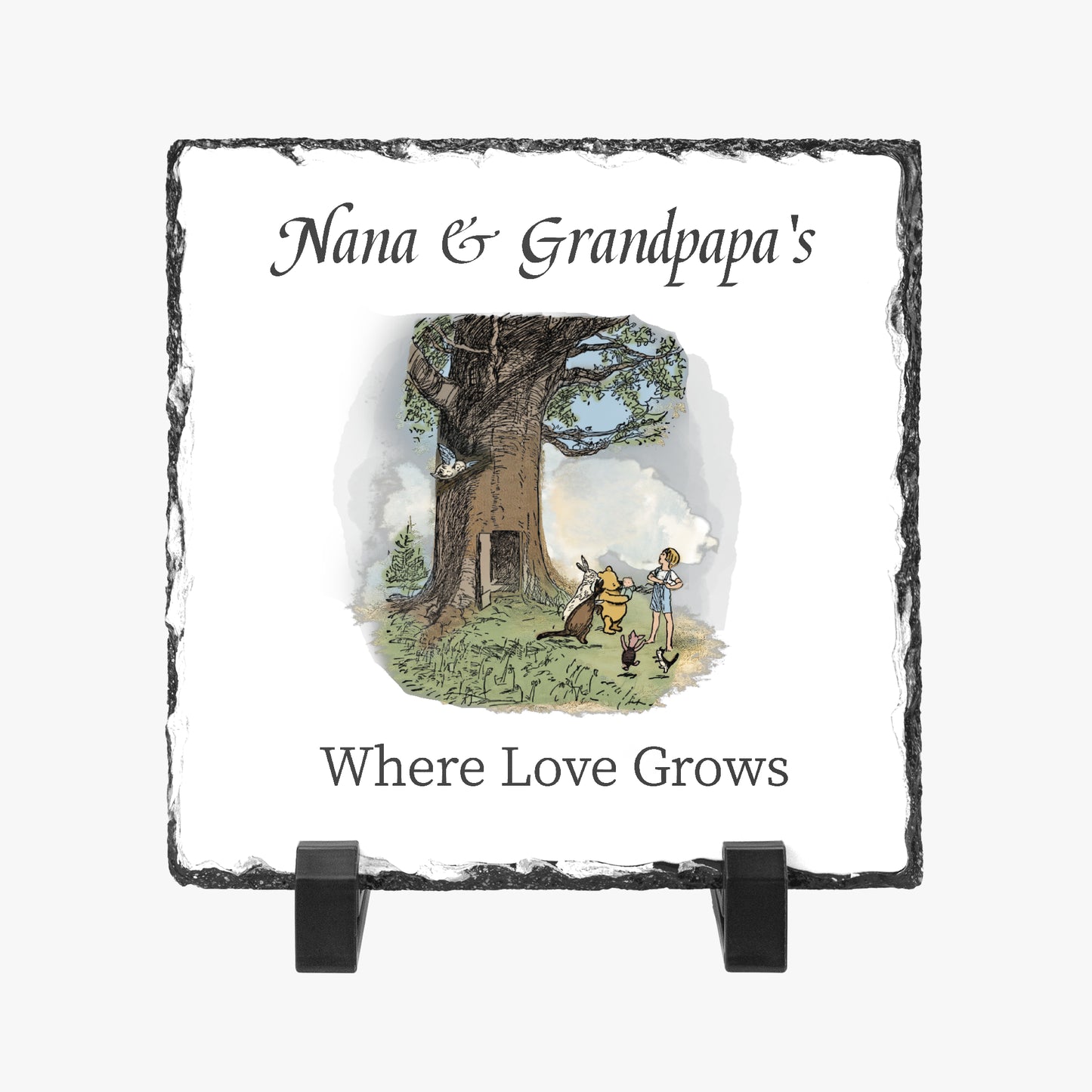 Nana & Granpapa's Where Love Grows Classic Pooh Slate Sign 