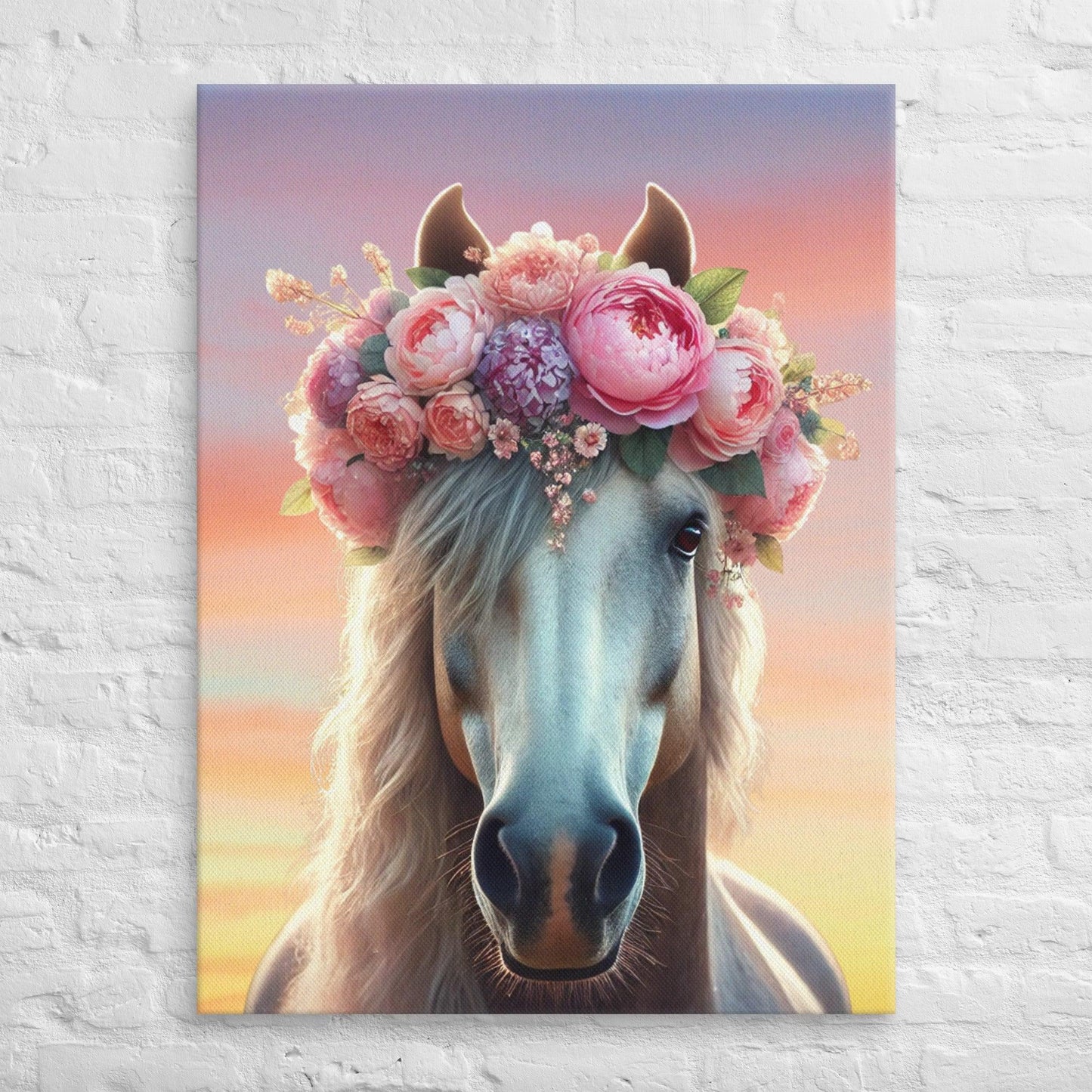 Flower Crown Horse Canvas Print - A Touch of Whimsy 💐🐴 - Whippie's