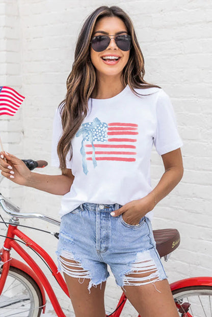 Flag Bow Tee | American Flag Bow T-Shirt