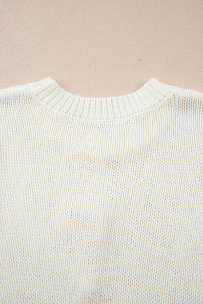 Short Sleeve Knit Applique Bow Sweater