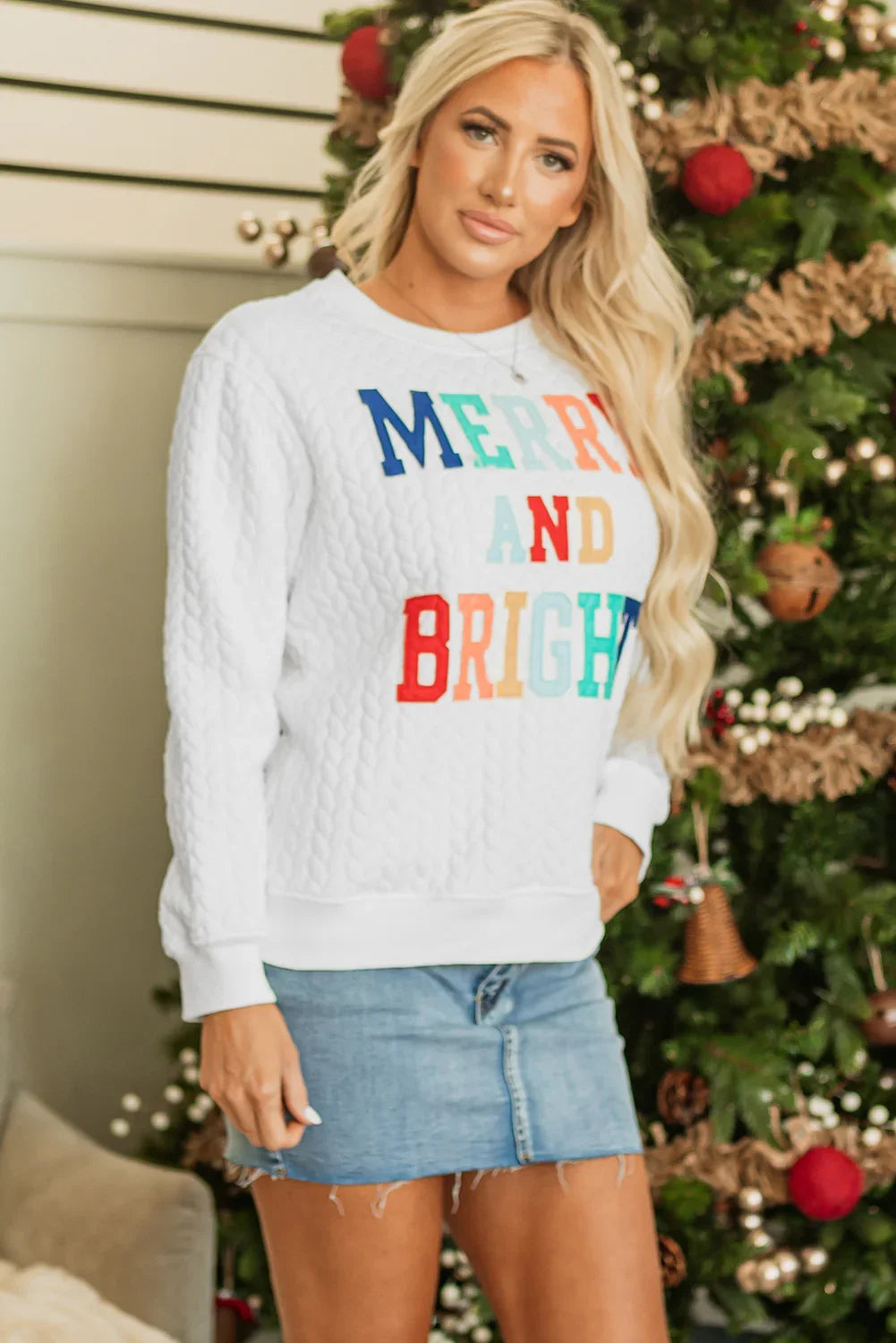 Merry and Bright Cable Knit Pullover