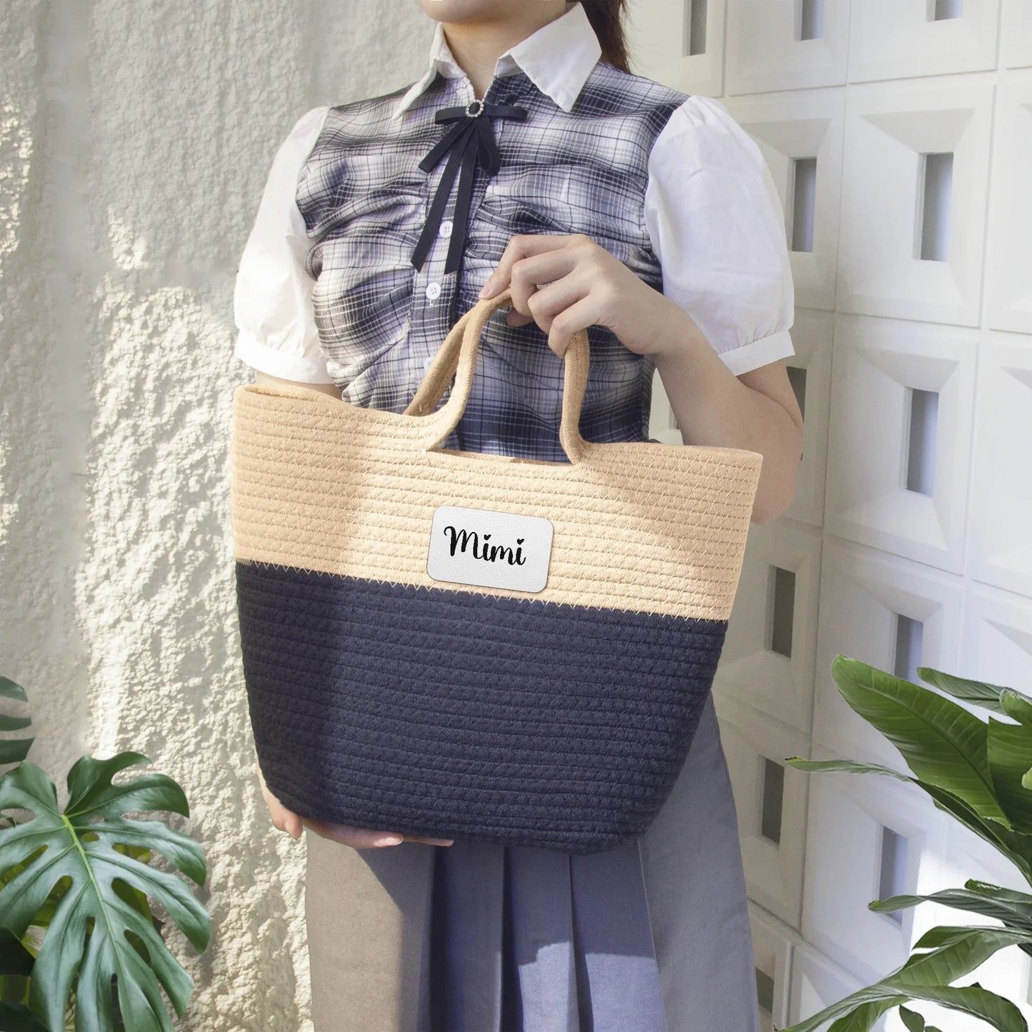 1233. Handwoven Straw Bag - Personalizable - Whippie's